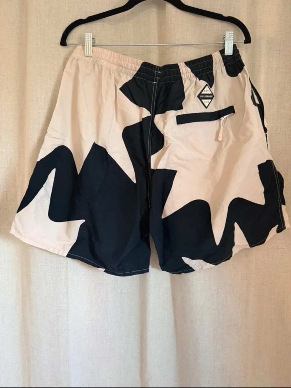 Men's Black & Cream Graphic Swim Shorts